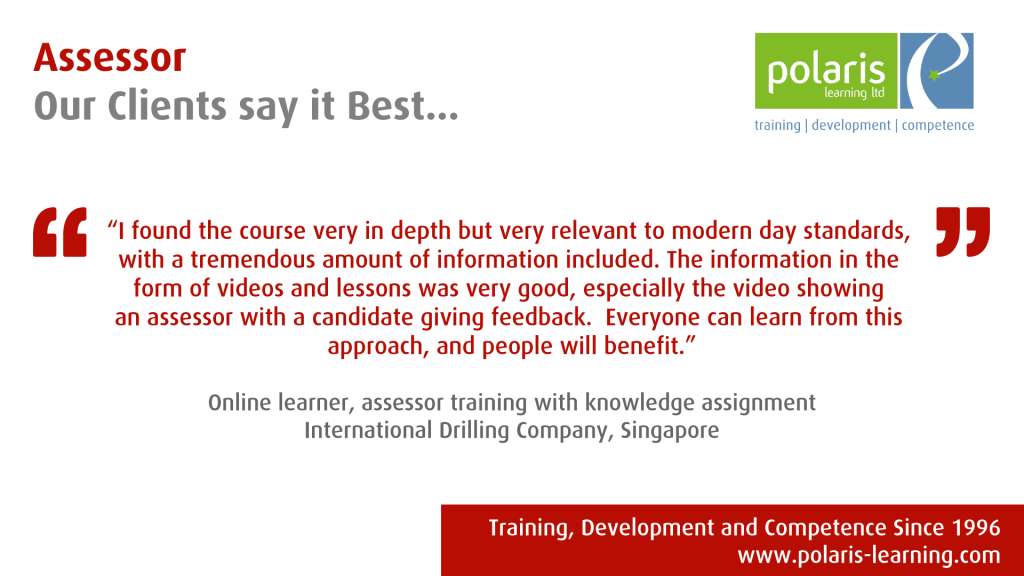 Online feedback - assessor training with knowledge assignment